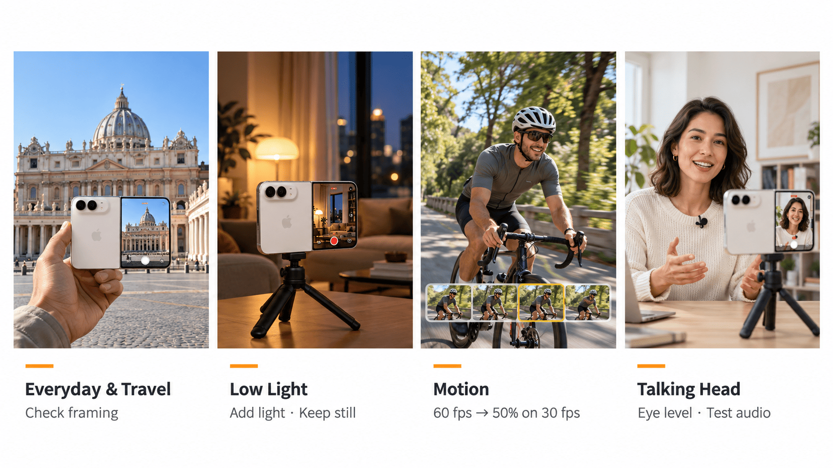 Adjust settings for different shooting conditions