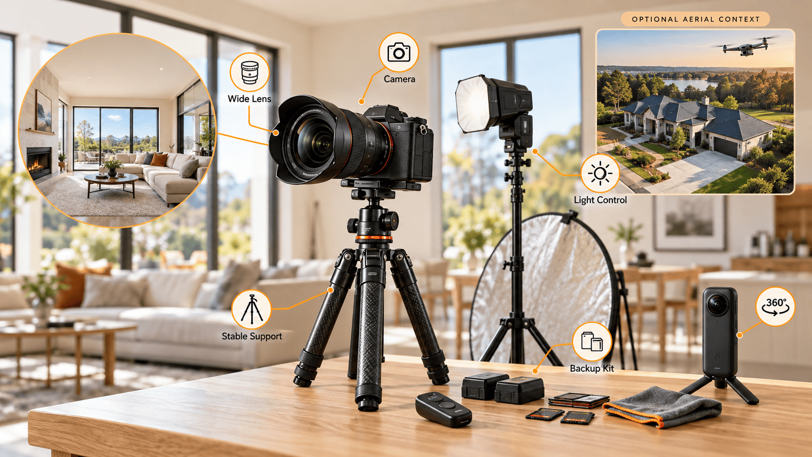 Essential camera, lens and tripod equipment for property photography
