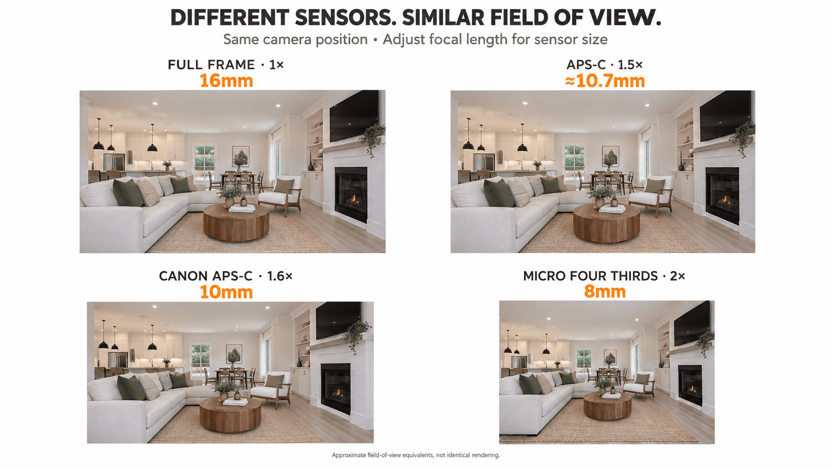 compare focal lengths across sensor formats