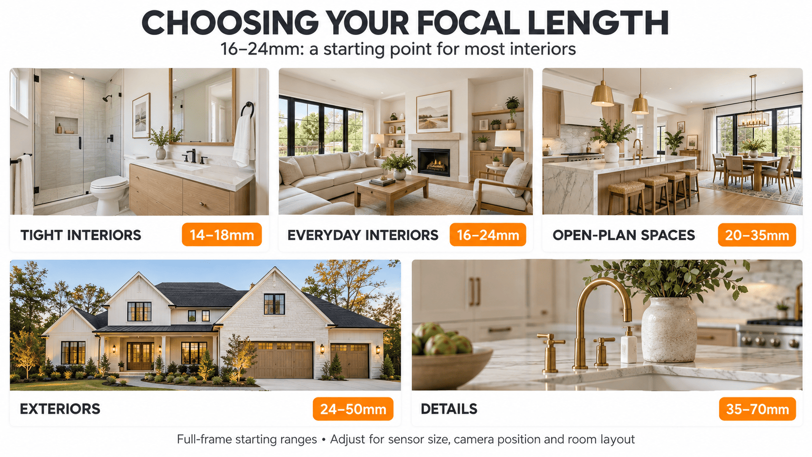 Practical focal lengths for property photography