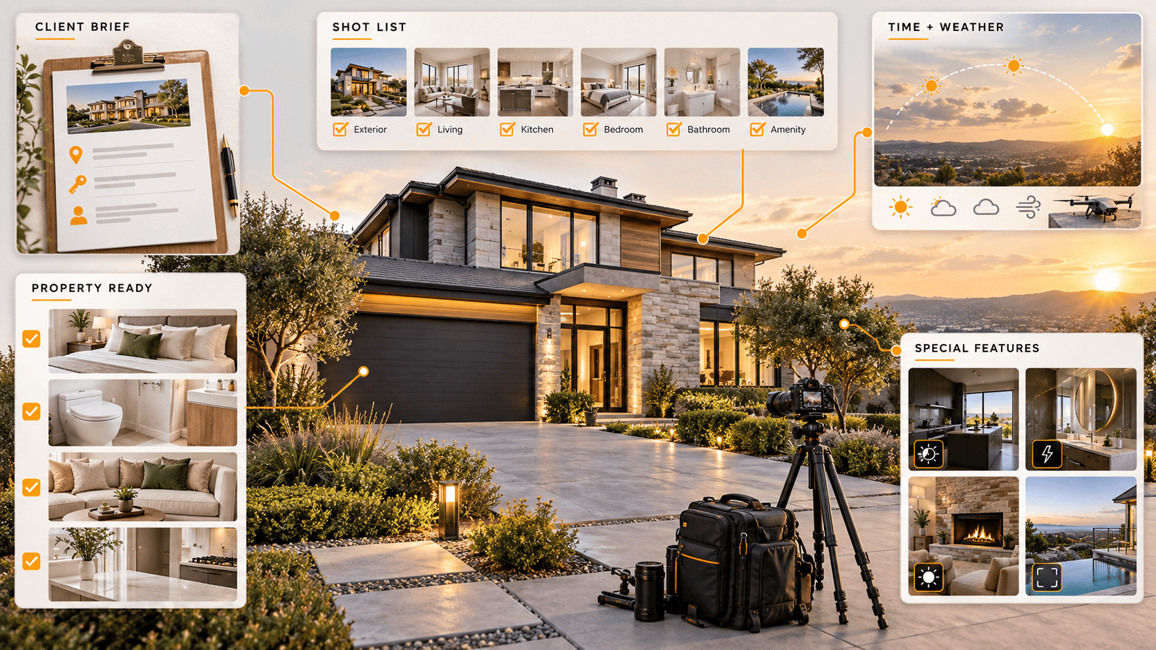 Preparing a property before a real estate photography shoot