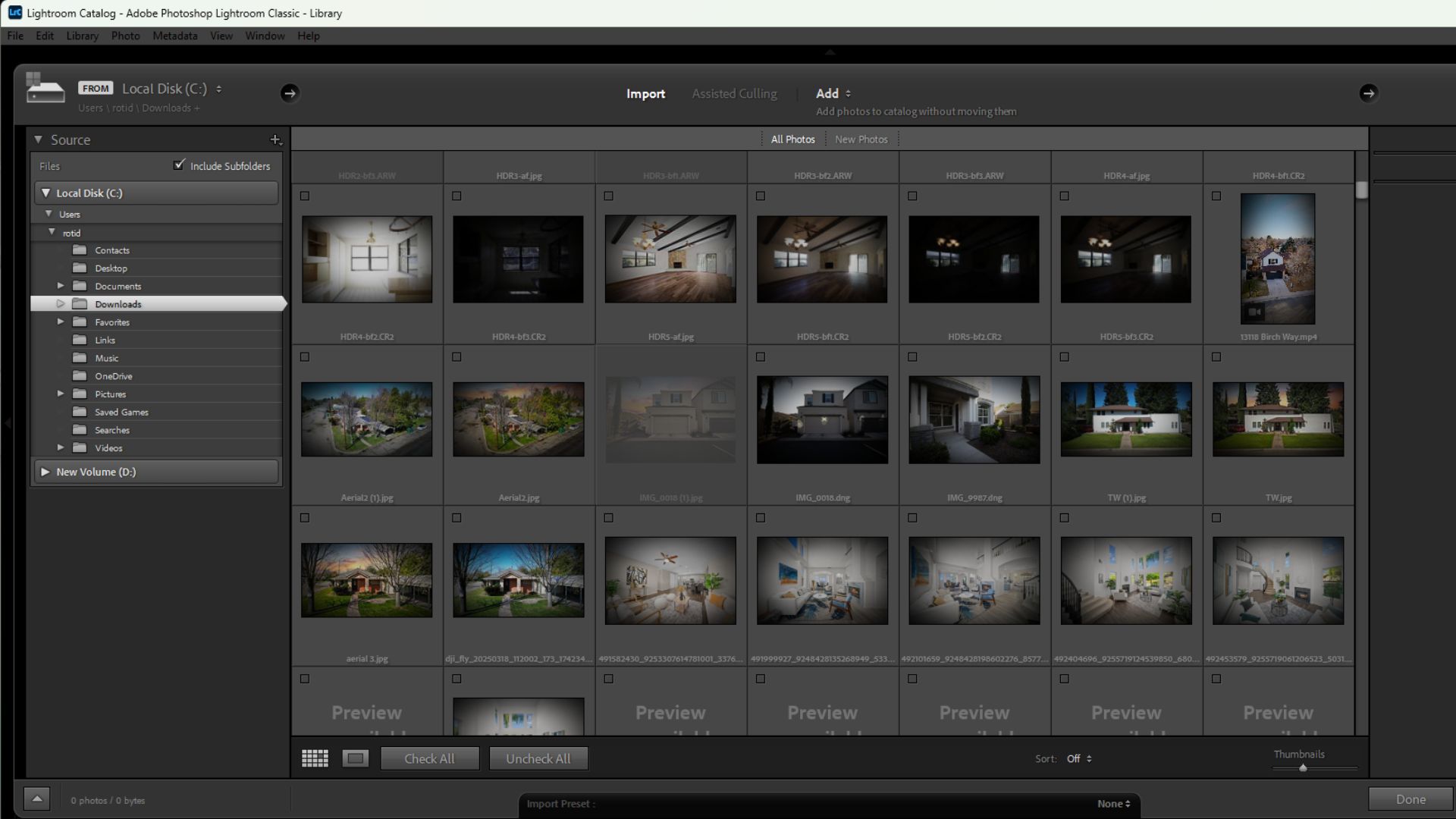 Import photos into Lightroom