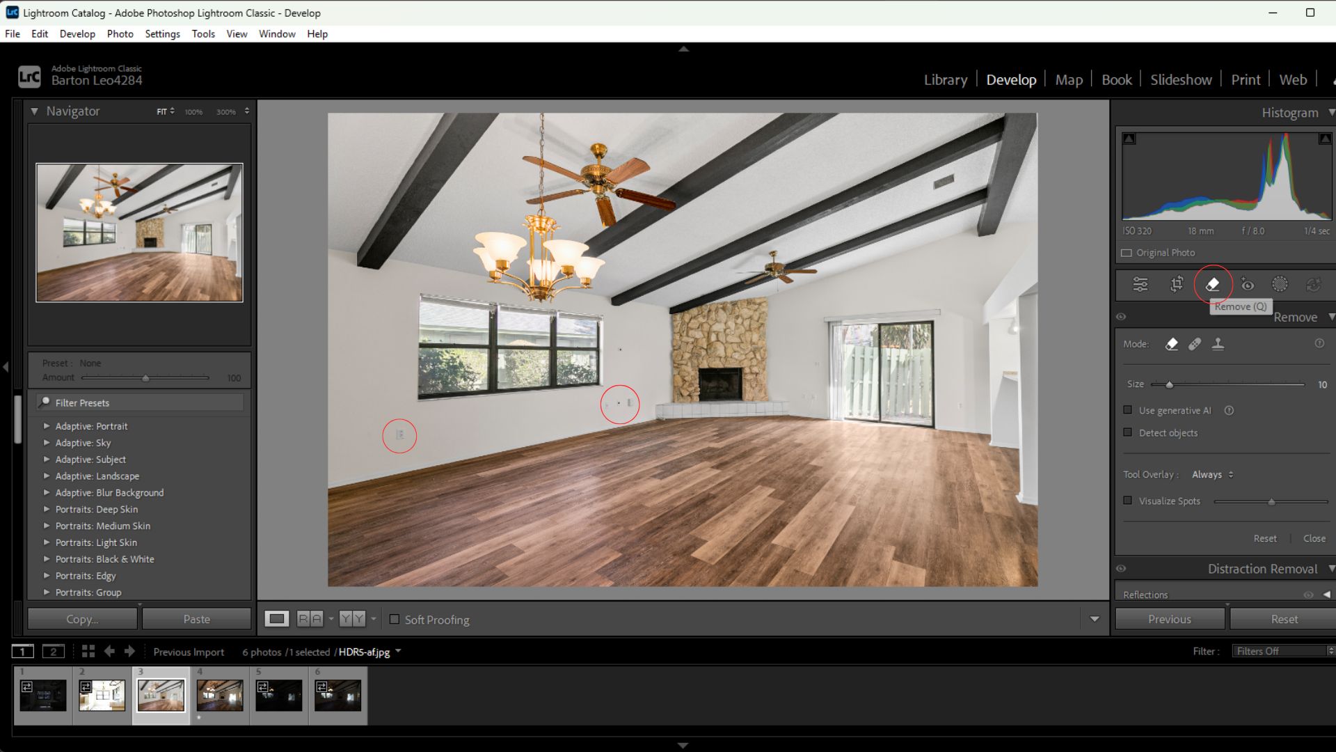 Remove unwanted objects in Lightroom